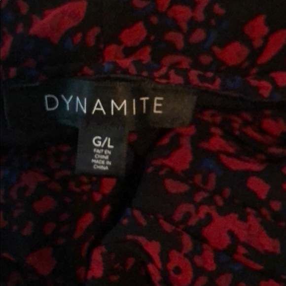 DYNAMITE cropped print blouse sz LG - Picture 3 of 3